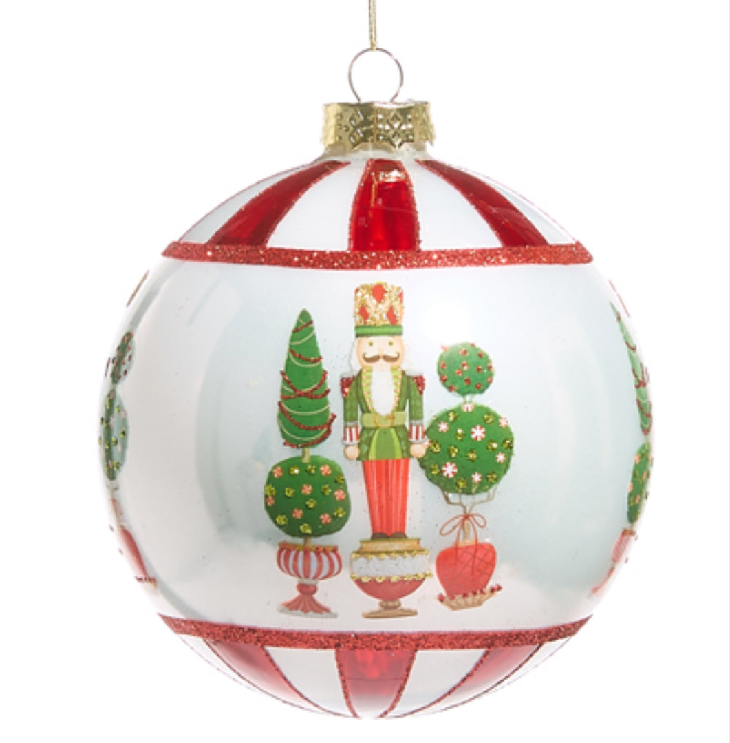 5" Merry Topiary and Nutcracker Ball Ornament
