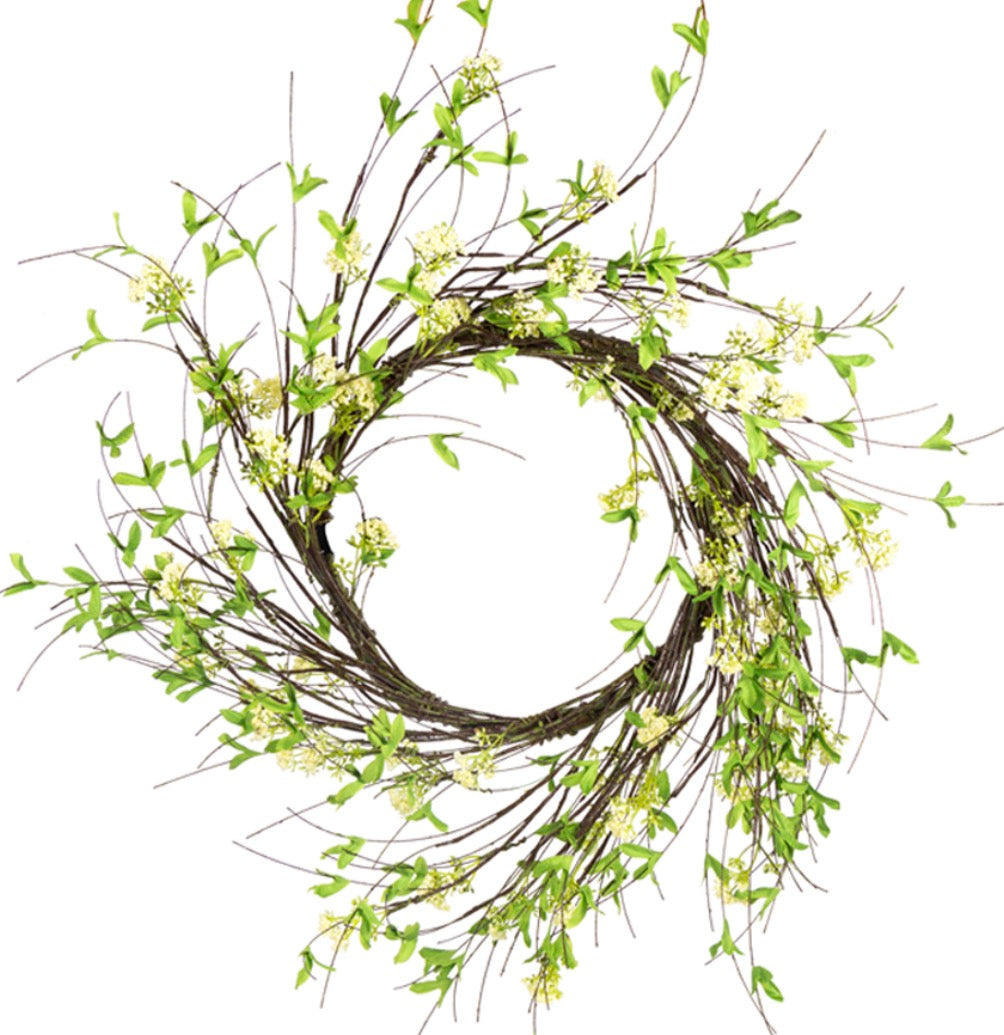 24" BERRY WREATH CREAM