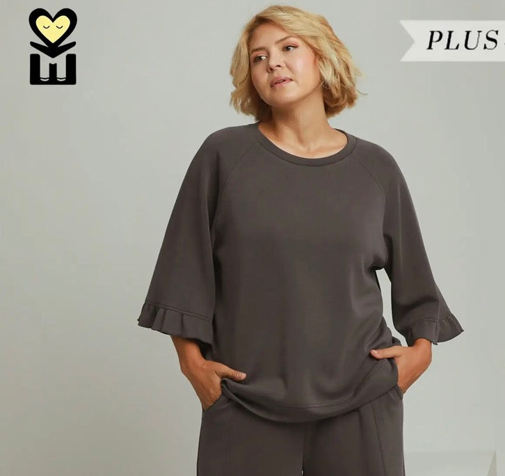 Plus SPACEKNIT 3/4 Raglan Sleeve Top