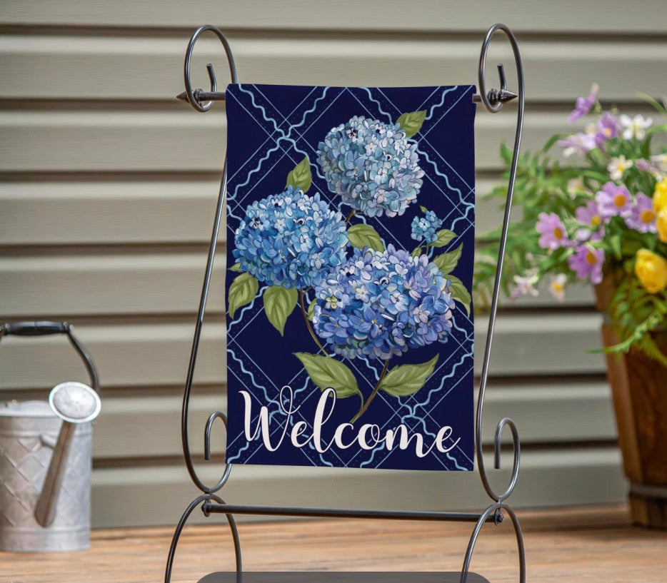 VivaStyle Burlap Garden Flag, Hydrangea Haven