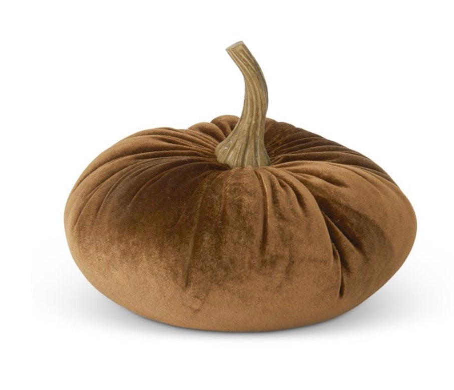 6.25 Inch Brown Velvet Stuffed Pumpkin