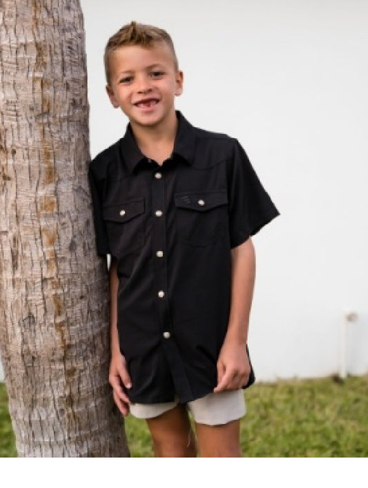 Youth PERFORMANCE WESTERN SHIRT - BLACK