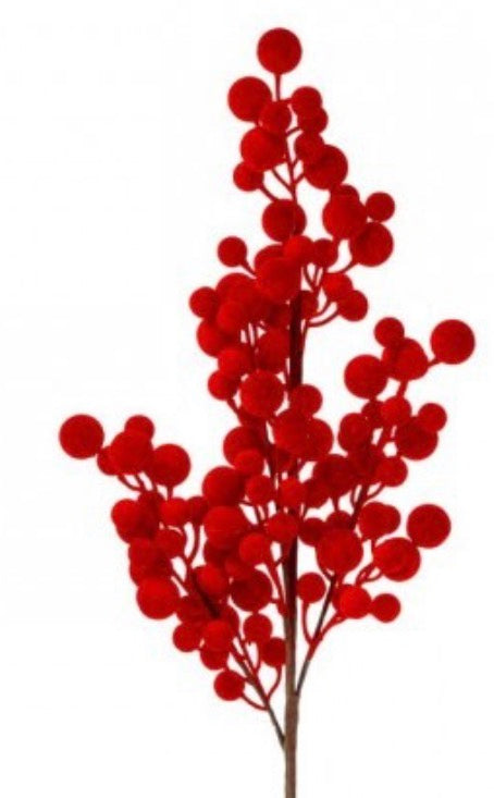 37" GRAND FLOCKED BERRY CLUSTER SPRAY
