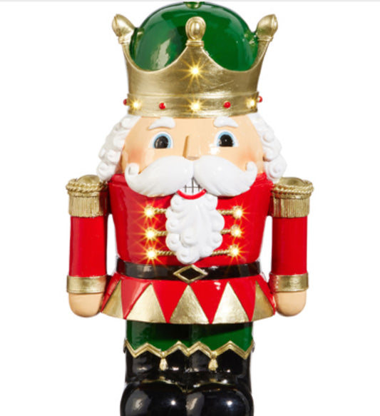 12.25" Lighted Nutcracker Green Hat