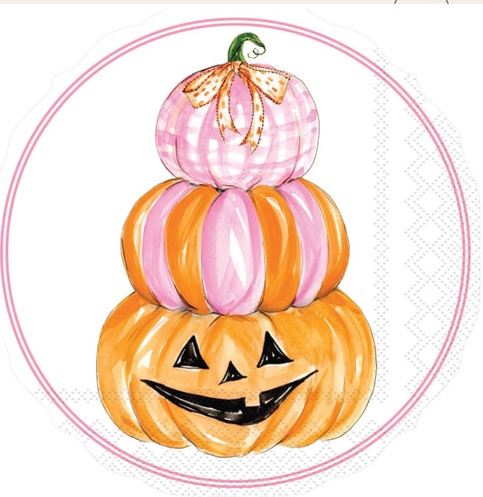 Pink Pumpkin Stack Shaped Lunch Napkin