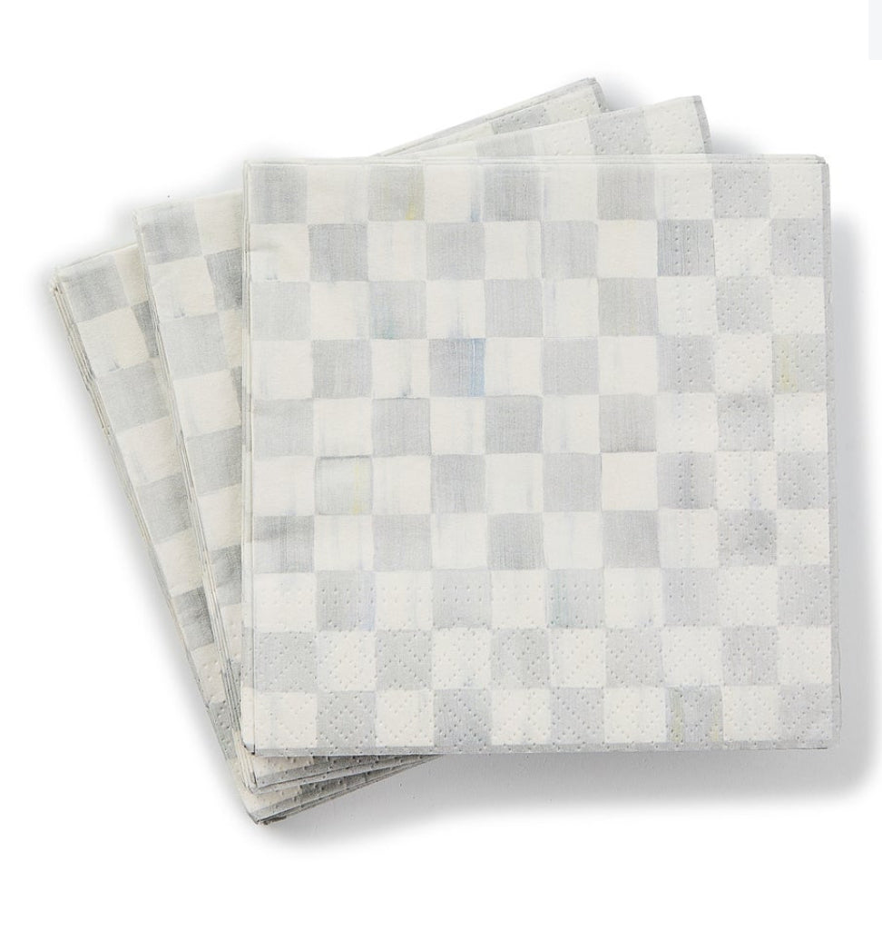 Sterling Check Cocktail Paper Napkins