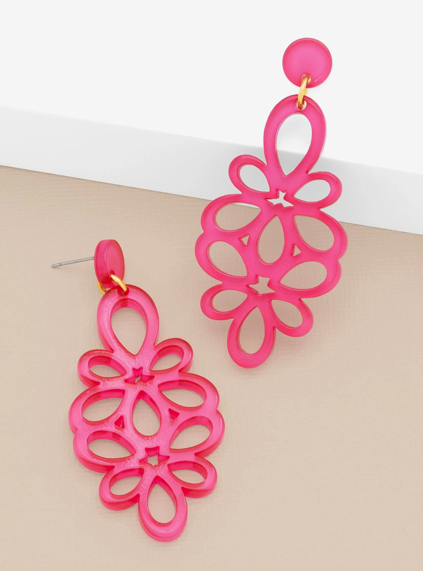 Resin blooming flower drop earring