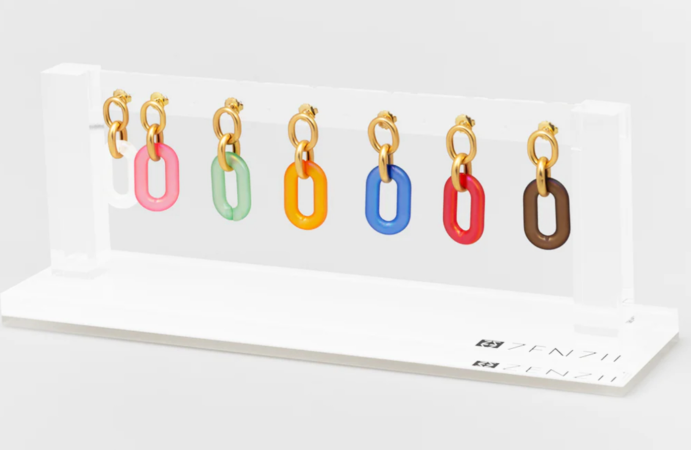 Resin oval link drop earring