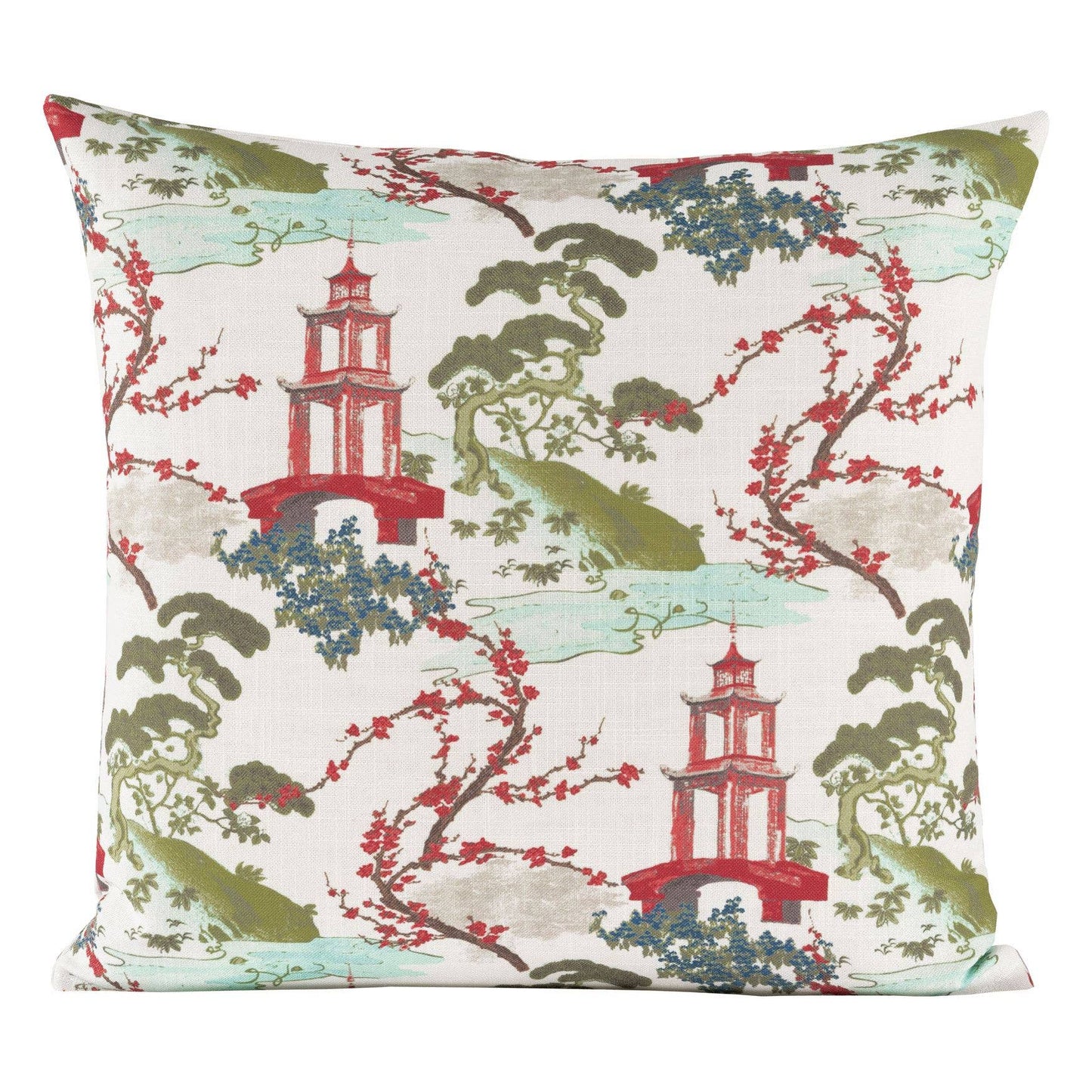 Tranquility Pagoda Print Throw Pillow