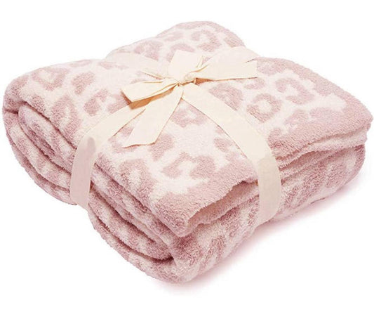 Leopard knit plush blanket