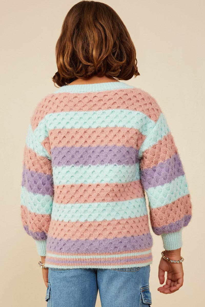 Girls Color Block Chunky Sweater