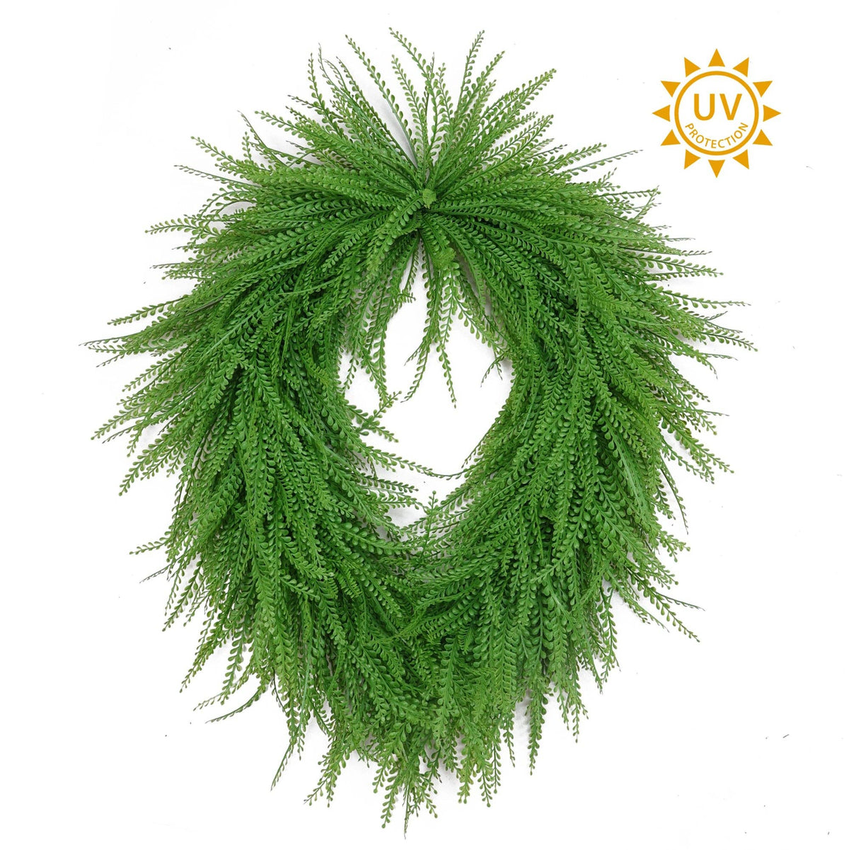Artificial Bead Grass Wreath, Oval 26", Green, UV