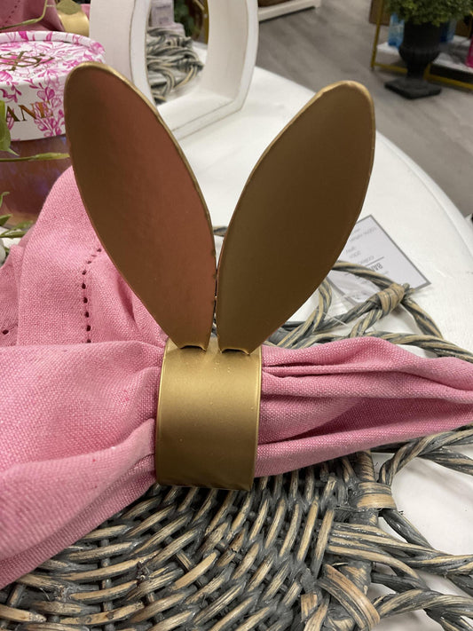 Gold metal napkin ring bunny ears