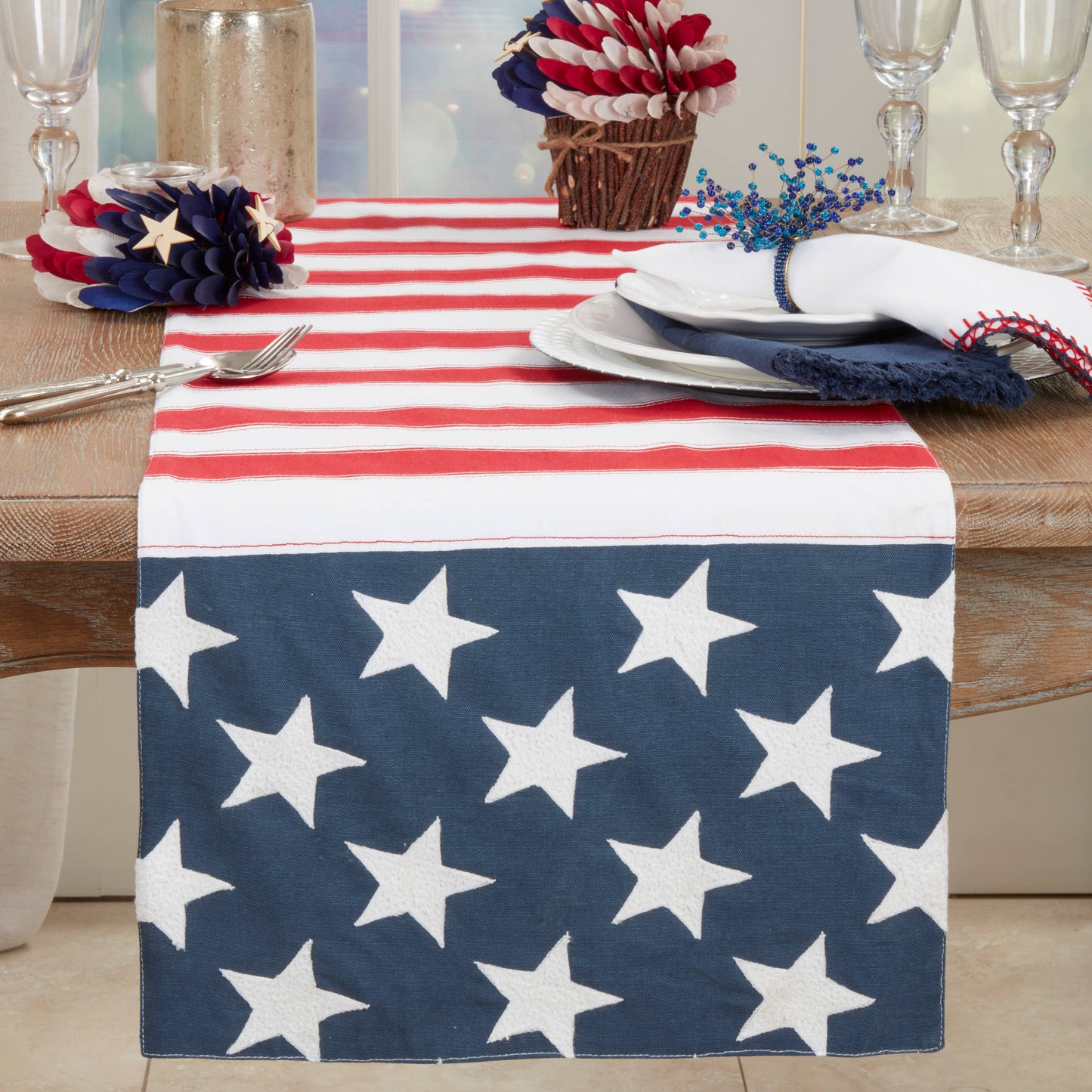 Stars & Stripes Table Runner – Patriotic Table Linen