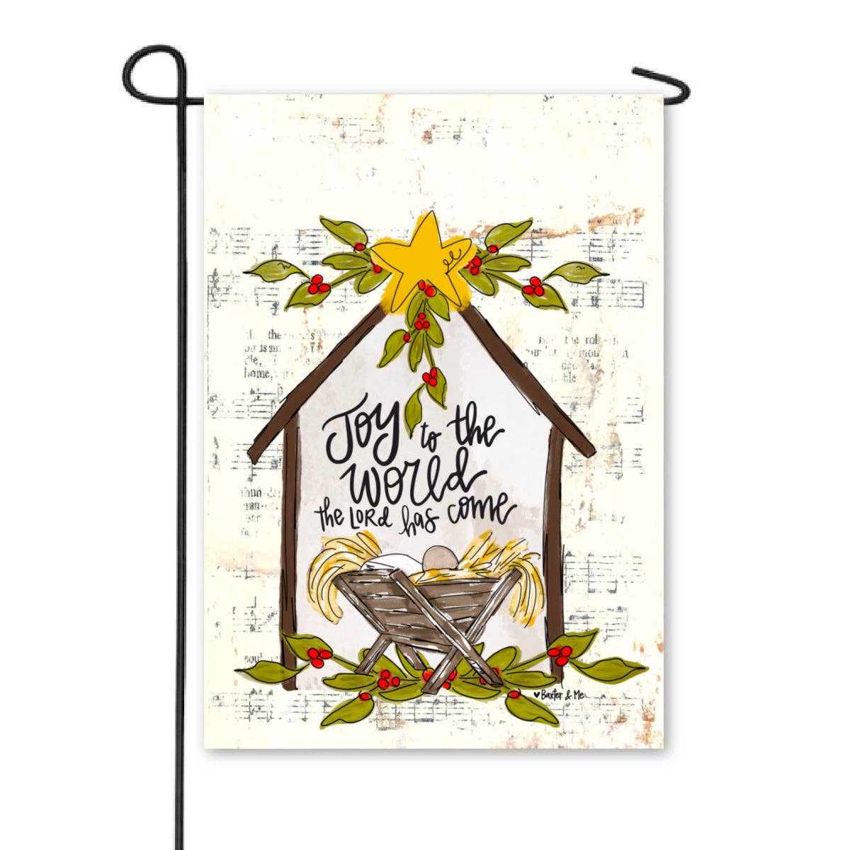 Joy to the World Star Manger Garden Flag