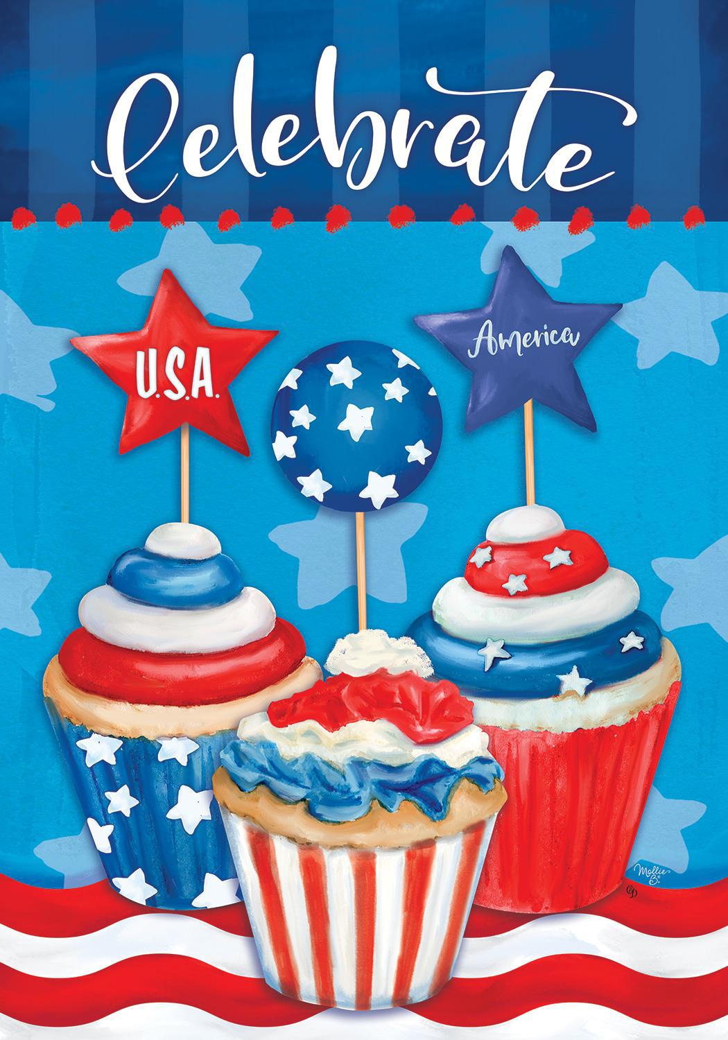 Patriotic cupcakes garden flag