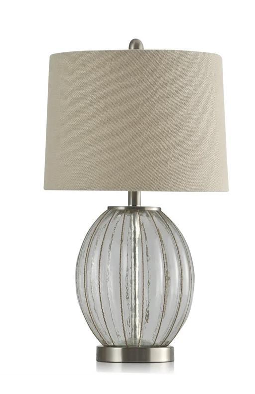 Rippled Glass Body with Inner Twine Accents Table Lamp