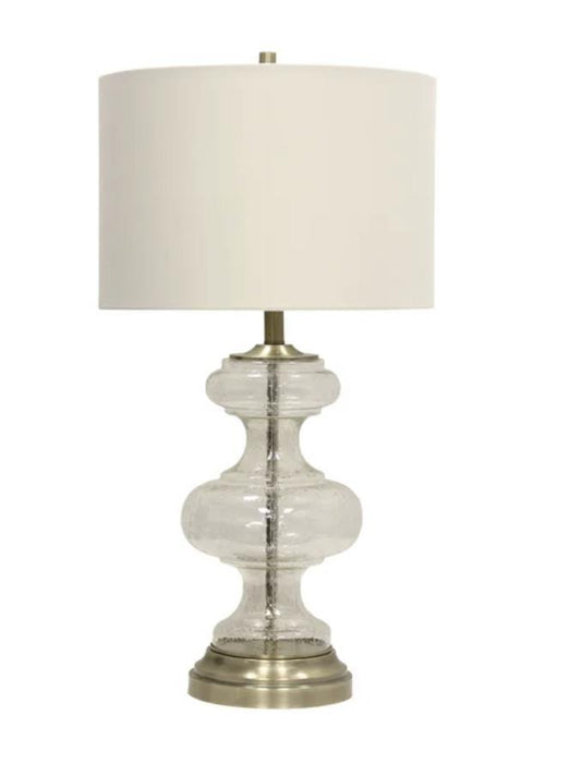 antique brass with clear seeded glass lamp