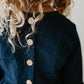 Kids Navy Blue Ruffle Long Sleeve Shirt With Buttons