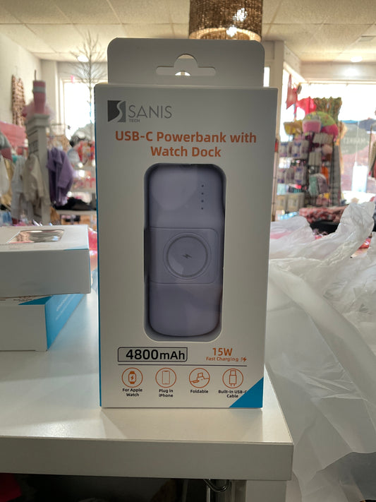 USB power bank with watch dock