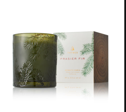 Frasier fir poured candle molded green glass