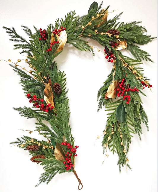 6ft gold magnolia garland