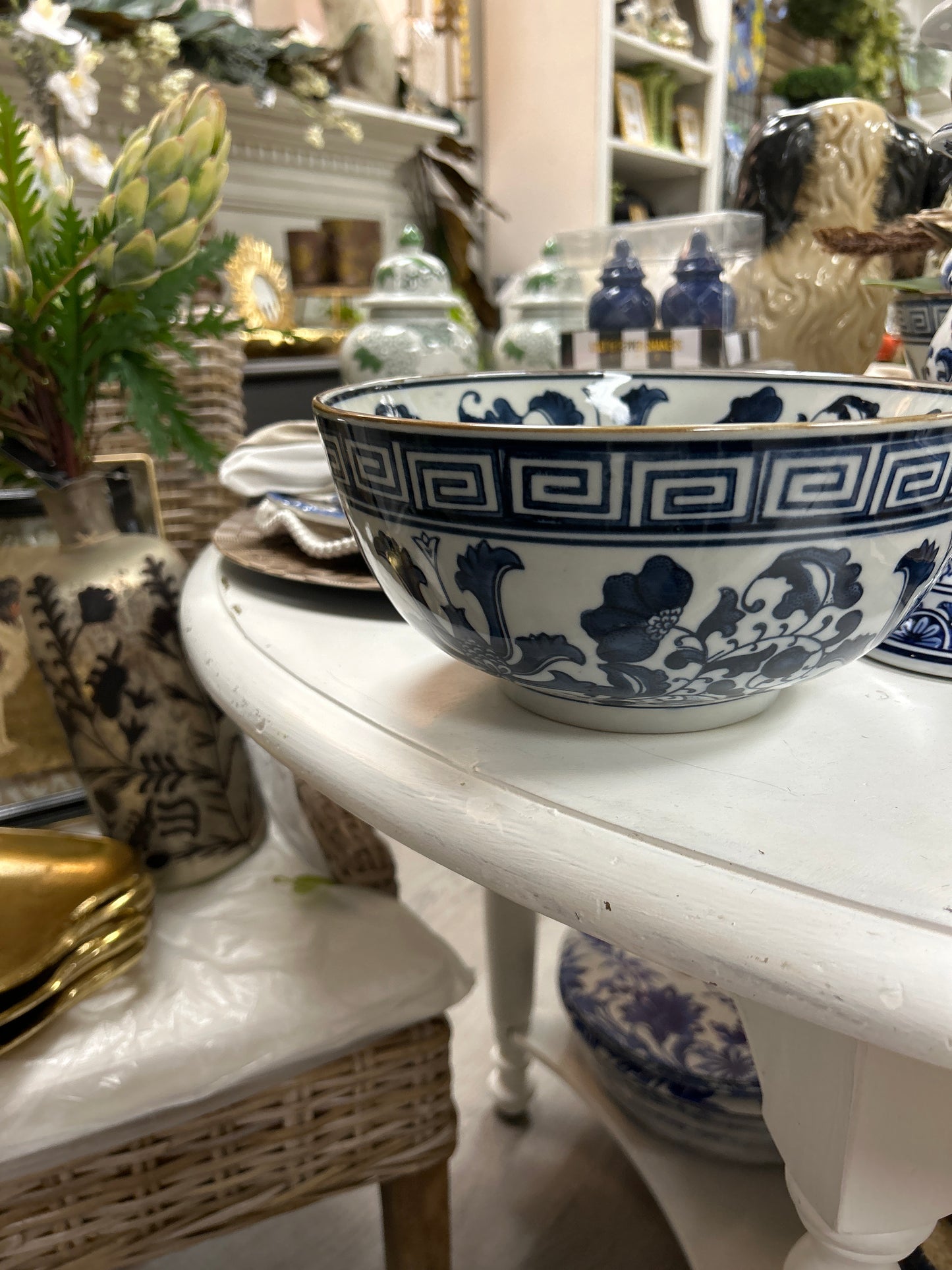 Blue and white lotus flower bowl