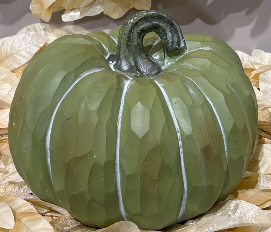 Green Carved 12.5X12X8.9 PUMPKIN