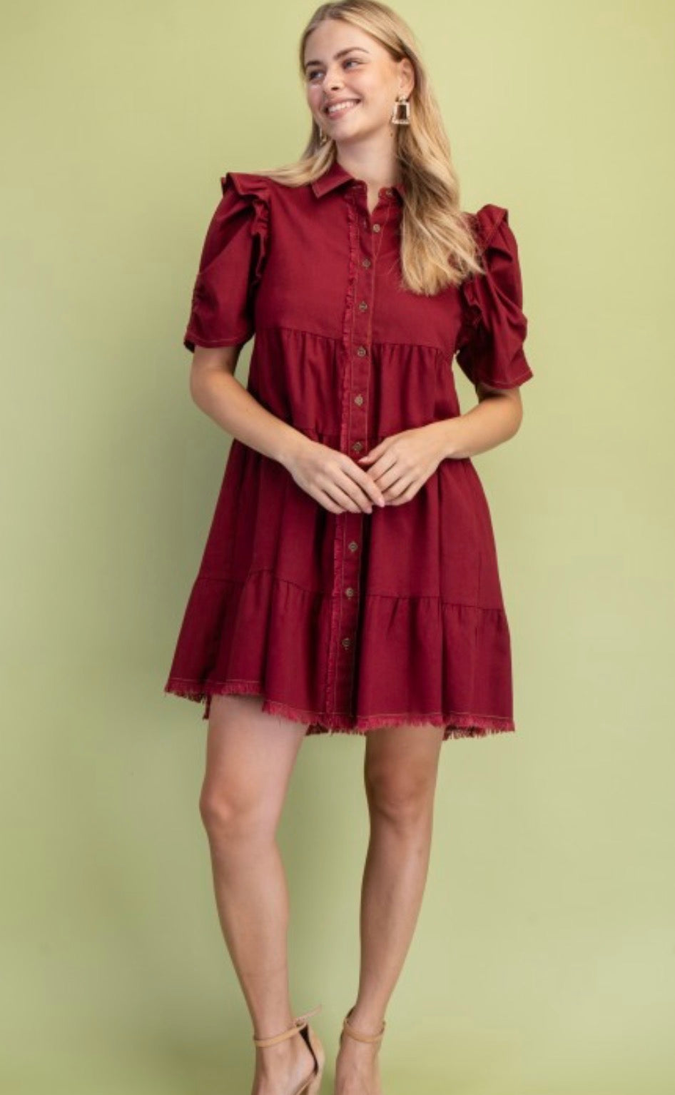 Linen button up shirt dress