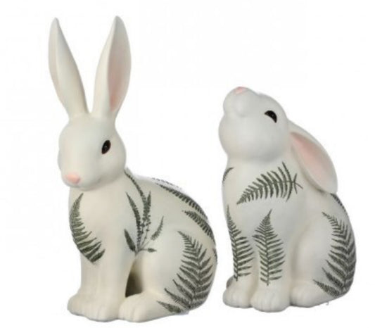 9.5-12” resin wild fern leaf bunny