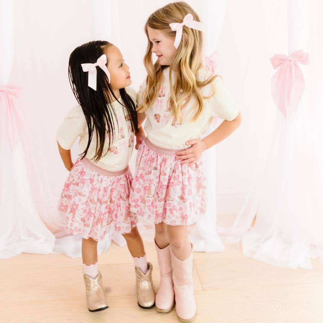 Coquette Cowgirl Tutu - Kids Dress Up Skirt - Bows