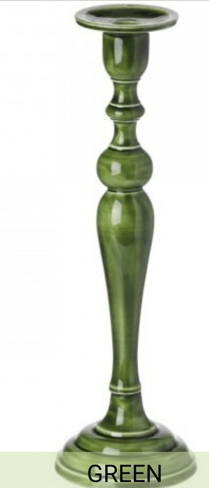 Metal Enamel Green Candlesticks