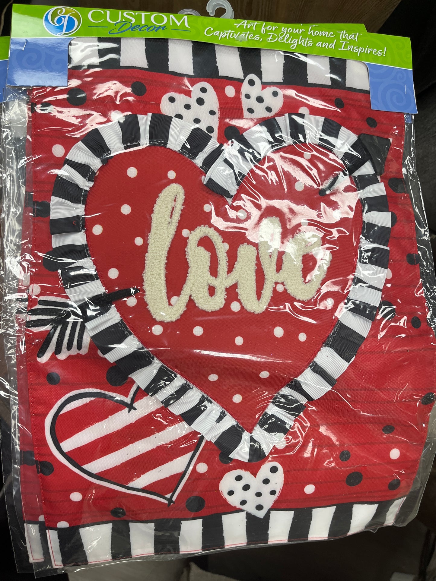 Appliqué love heart flag