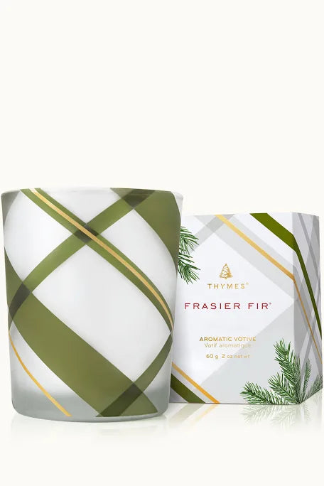 Frasier Fir Frosted Plaid Votive Candle