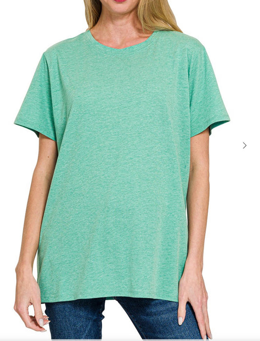 Cotton Boyfriend Round Neck Tee in Sea Foam