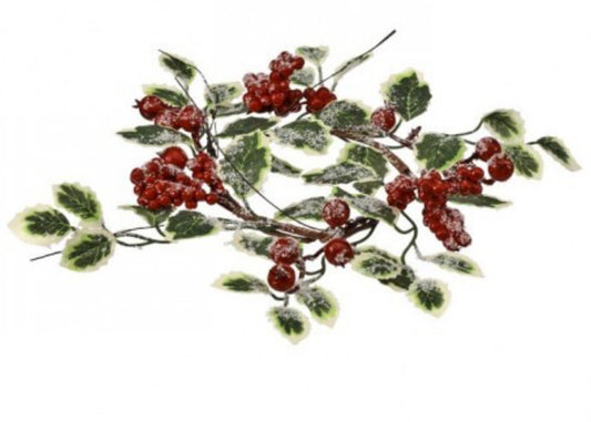 16" ICED HOLLY/BRY/EGREEN CANDLE RING 4.5"ID