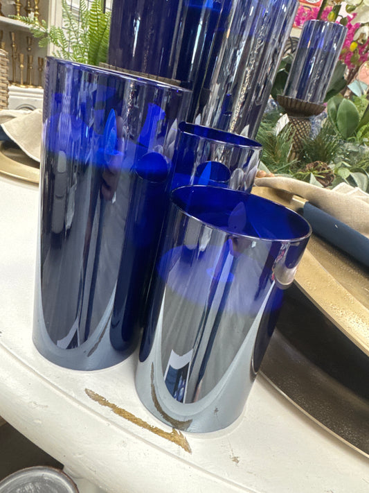 Blue glass led candles set of 3 or singles