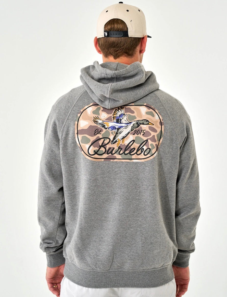 Fleece Hoodie - Ducks Flying In - Dark Heather Grey