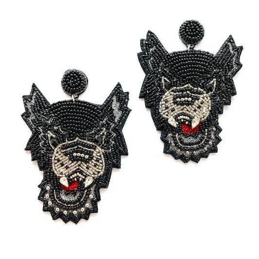 Beaded Wolf Earrings