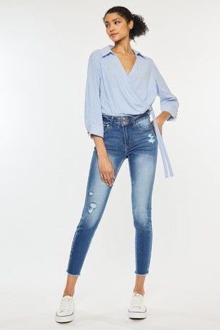 Kancan high rise double detail ankle skinny