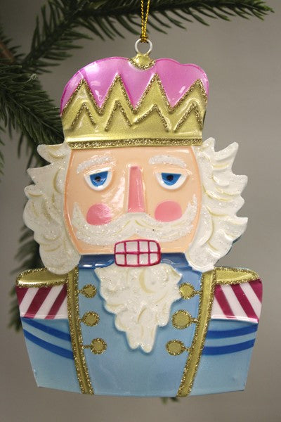 Hand painted molded metal nutcracker ornament