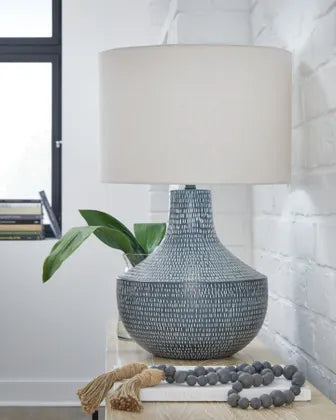 Blue metal table lamp