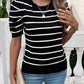 Puffy sleeve crew neck color sweater