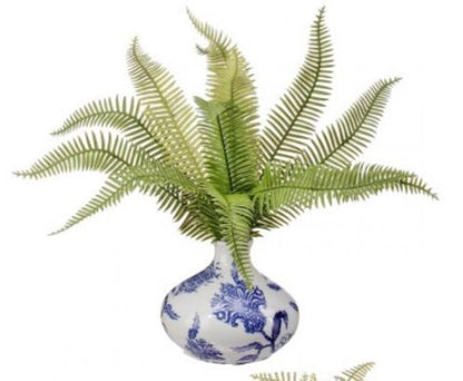 Natural touch fern in ceramic bud vase