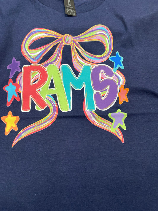ECA Rams colorful bow shirt