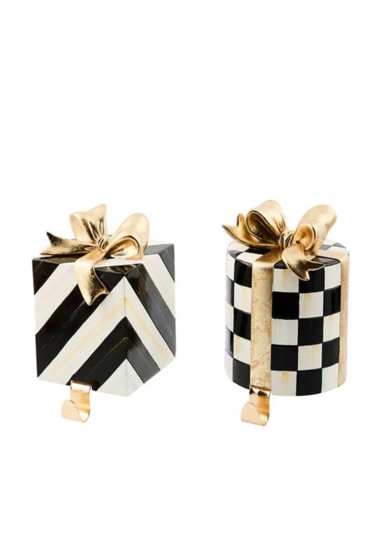 courtly noel gift box stocking holders, set of 2