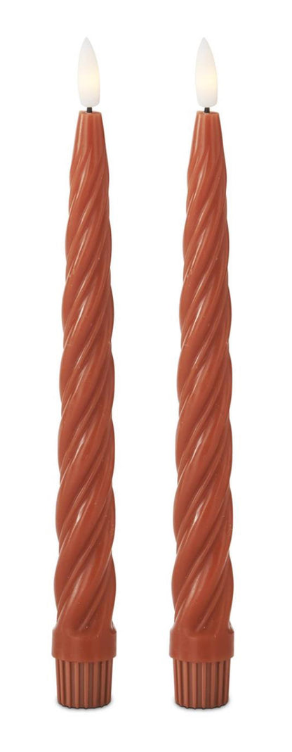 Set of 2 LED narrow spiral candles