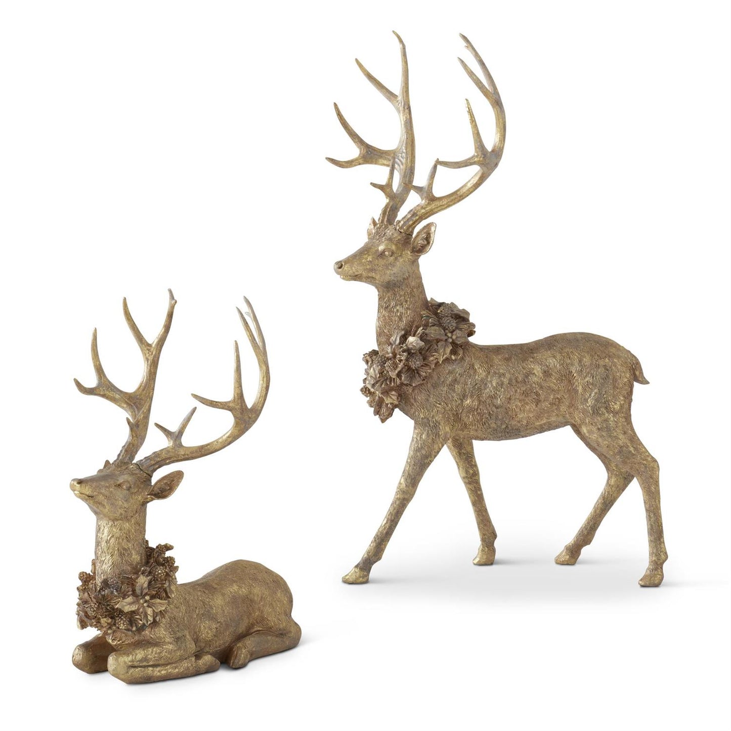 Gold resin deer statue