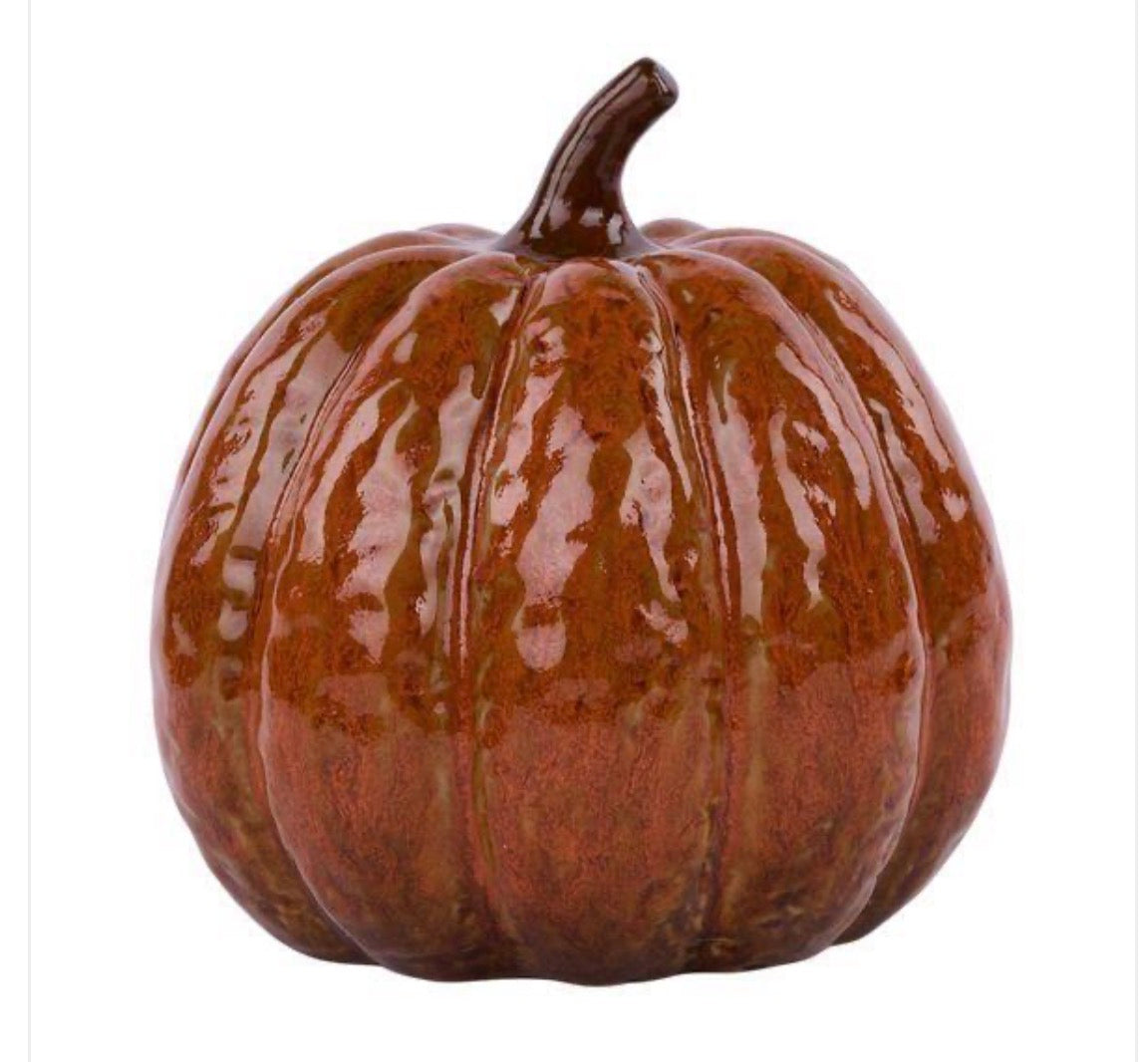 6"H X 5.87"D STONEWARE GLAZED PUMPKIN