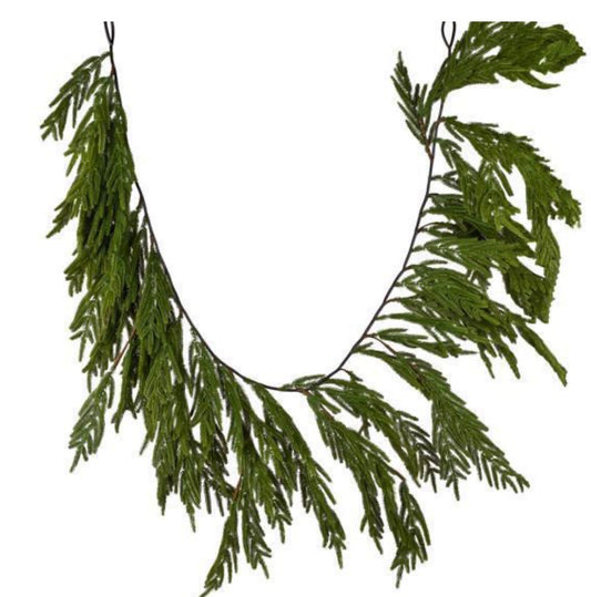 6'L GREEN NORFOLK ISLAND PINE HANGING GARLAND WITH 110 TIPS